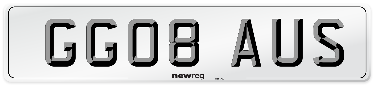 GG08 AUS Number Plate from New Reg